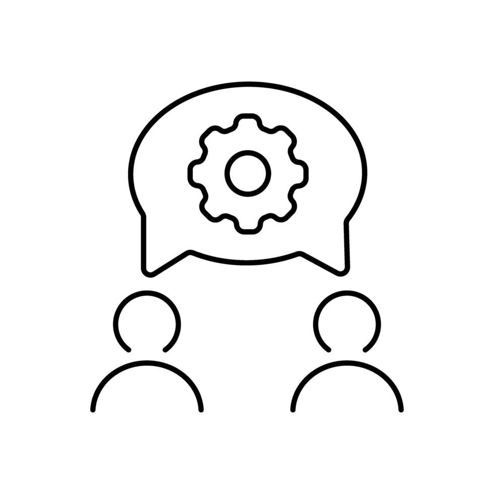 Teamwork concept, chat icon over white background, line style, illustration. vector