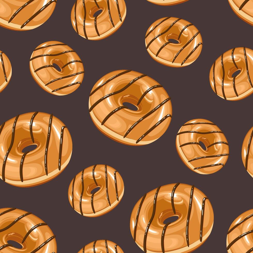 Food pattern design. Sweet Donuts background. Seamless pattern with donuts. Donut pattern for fabric, wrapping paper, packaging, coffee and bakery shops. Hand Drawn illustration. vector