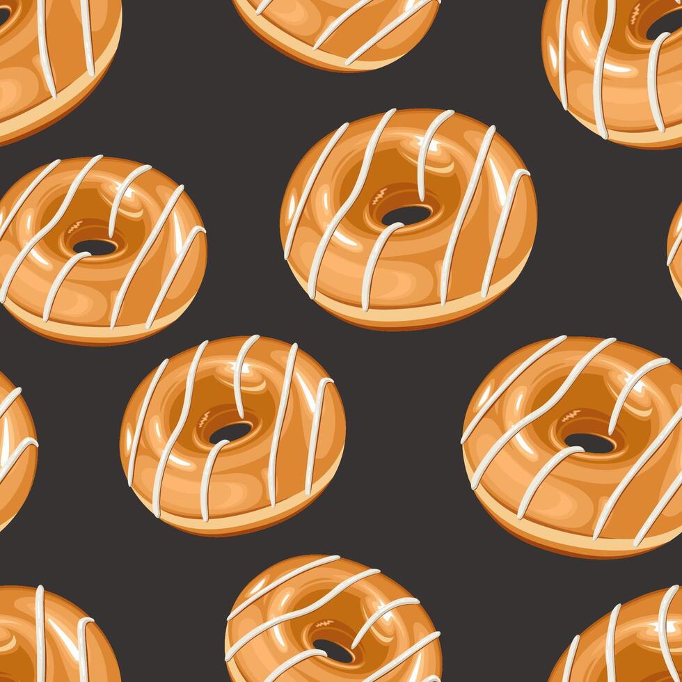 Food pattern design. Donuts background. Seamless pattern with donuts. Donut pattern for fabric, wrapping paper, packaging, coffee and bakery shops. Hand Drawn illustration. vector