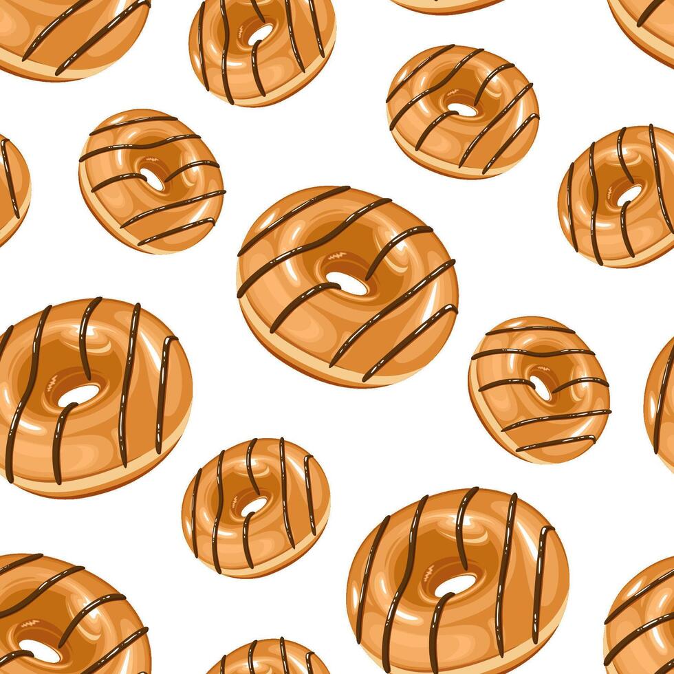 Food seamless pattern design. Donuts background. Seamless pattern with donuts. Donut pattern for fabric, wrapping paper, packaging, coffee and bakery shops. Hand Drawn illustration. vector