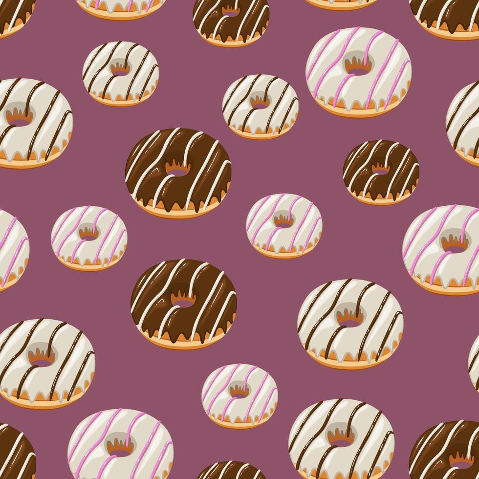 Food pattern design . Donuts background. Seamless pattern with donuts. Donut pattern for fabric, scrapbook, wrapping paper, packaging, coffee and bakery shops. Hand Drawn illustration. vector