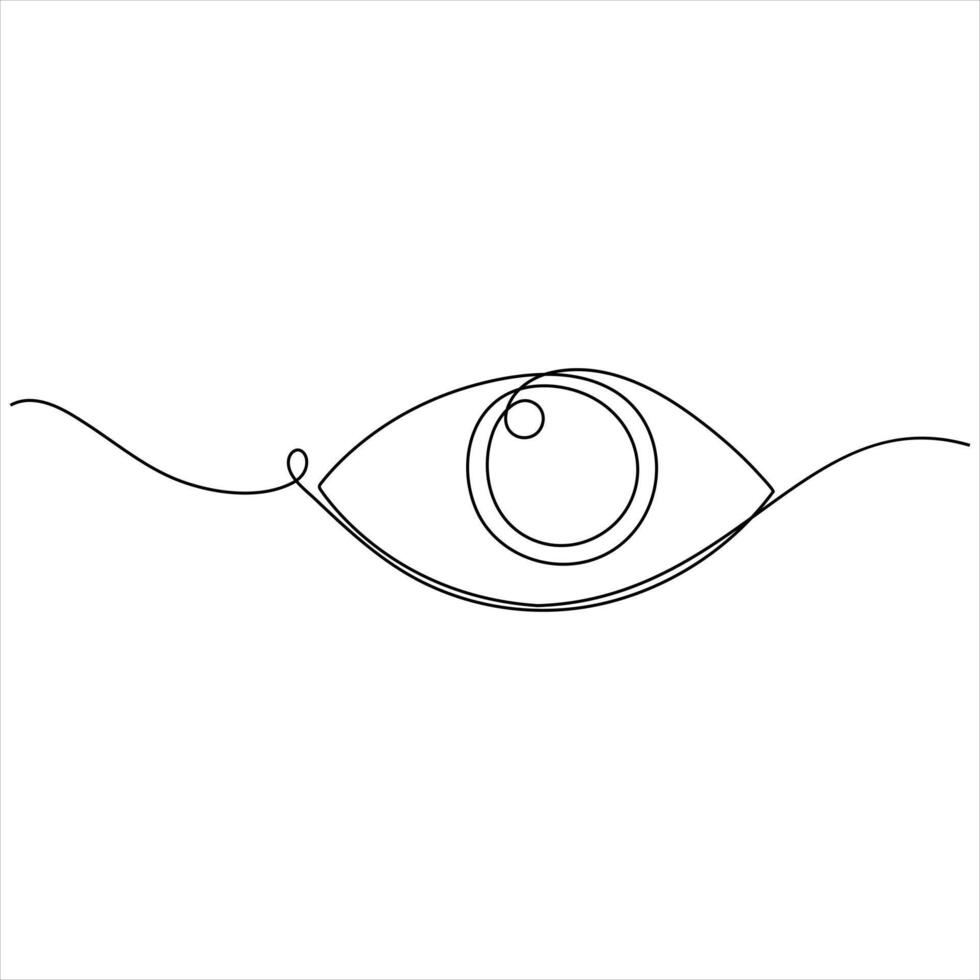 eye watch continuous single line drawing minimalist eye with retina outline style illustration vector