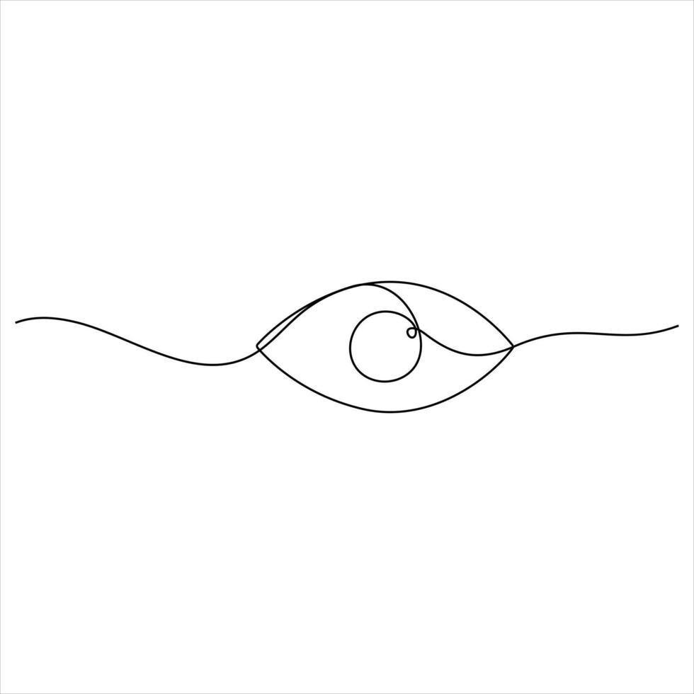 eye watch continuous single line drawing of minimalist eye with retina outline style illustration vector
