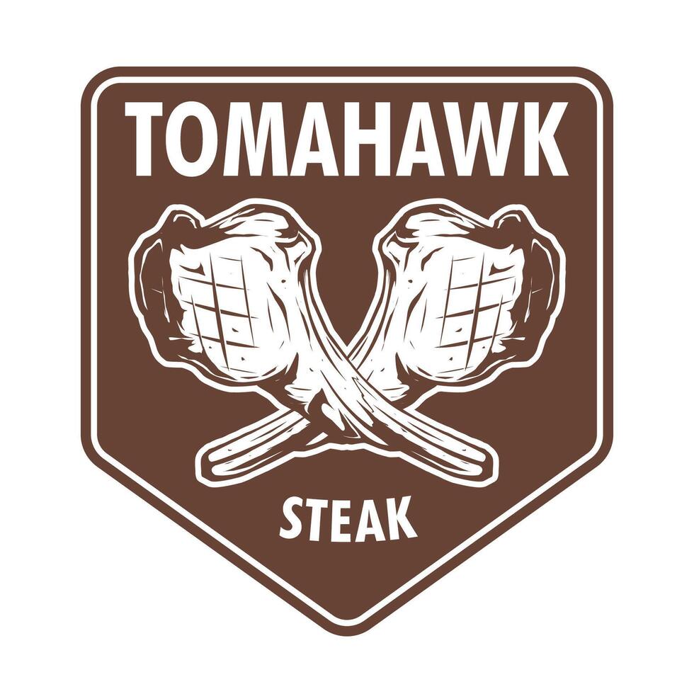 Tomahawk Steak Restaurant Logo Badge Design vector