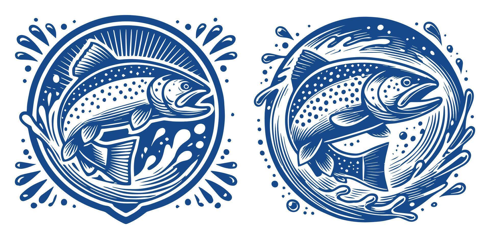 Trout Fishing Badge, vector
