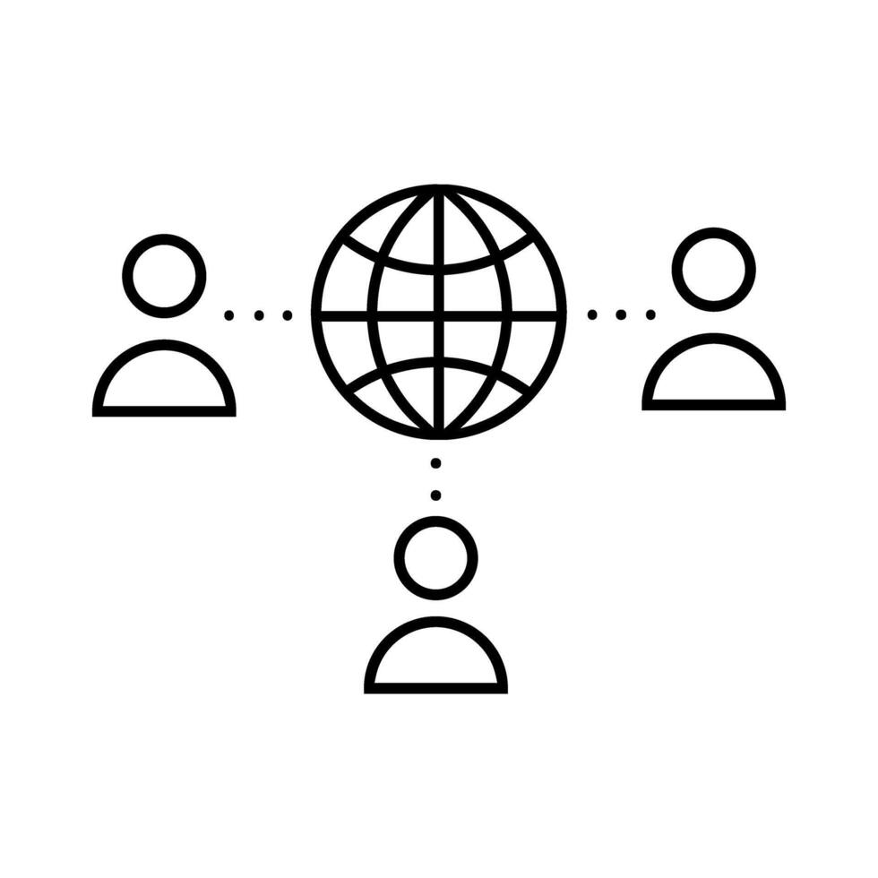 Global communication line icon, concept illustration, outline symbol, sign, linear symbol. vector