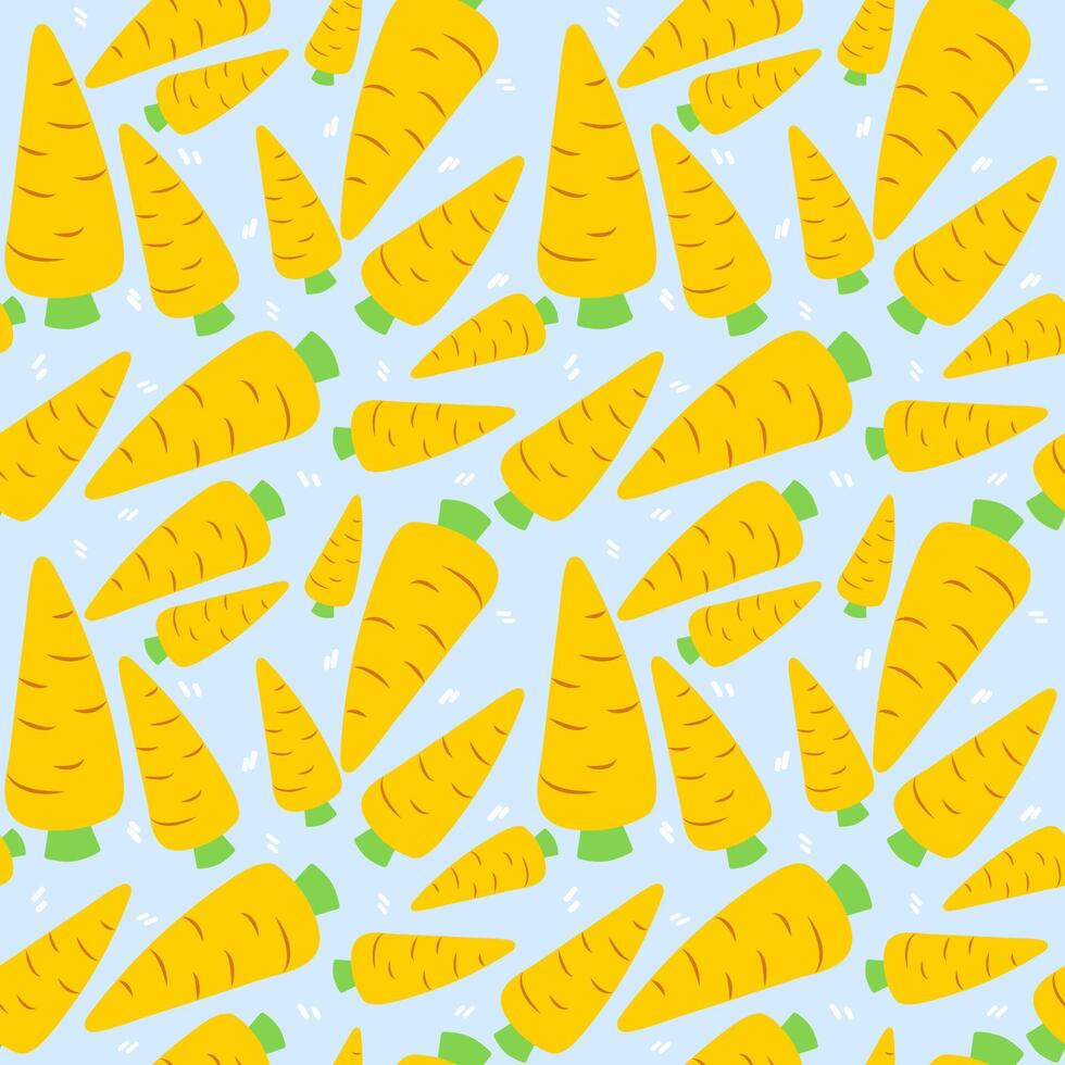 Carrots seamless pattern. Endless food background for kitchen wallpaper, textile, fabric, paper. Flat vegetables. Vegan, farm, natural vector