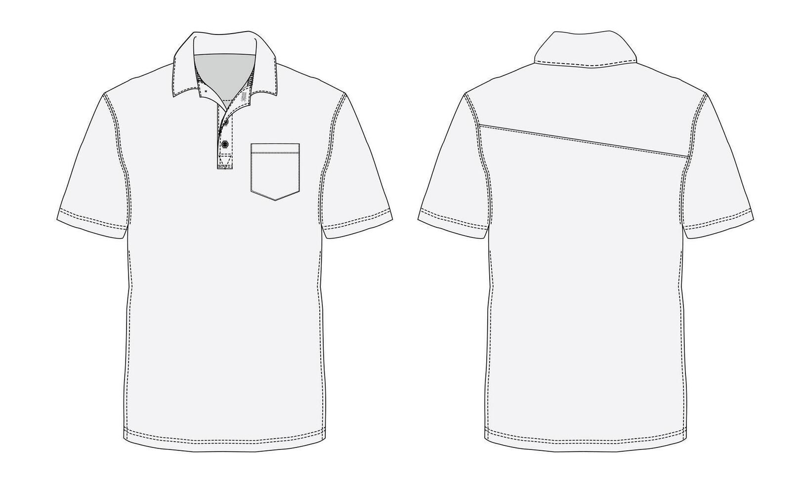 The front and back of a white polo shirt vector