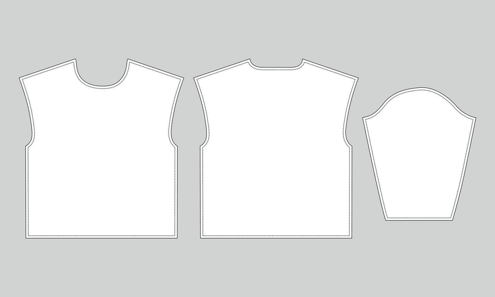 Ladies t shirt clothing sewing pattern front back and sleeve vector