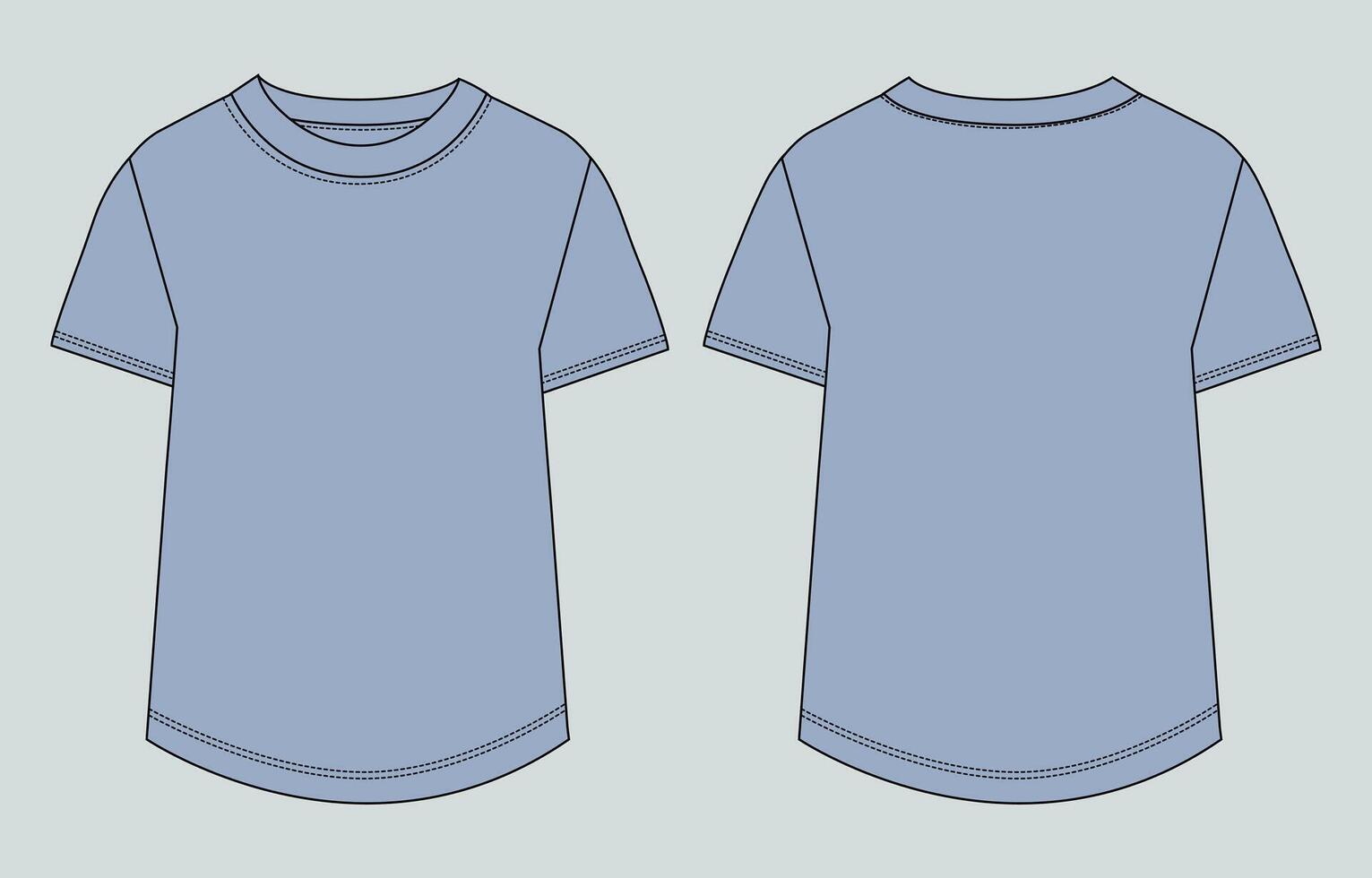 Short sleeve Blue Color T shirt template front and back for ladies vector