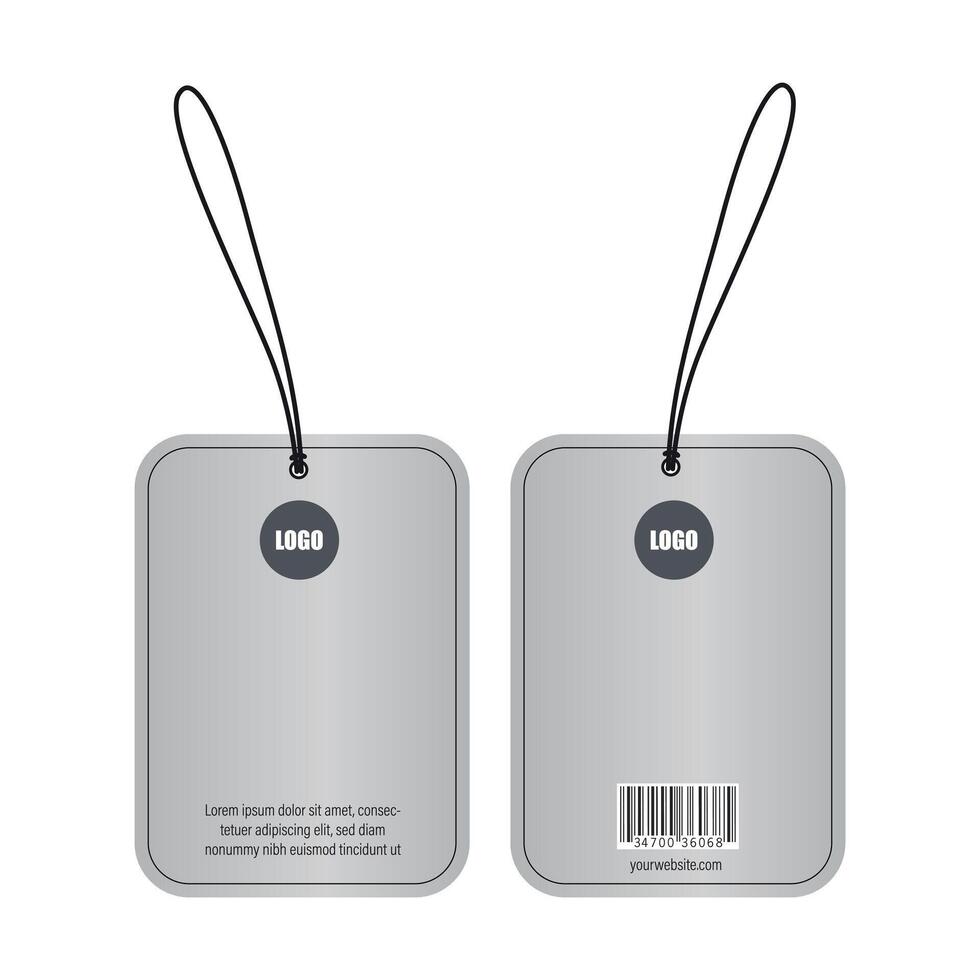 Two tags with barcode on them, one with a black label and one with a white label vector