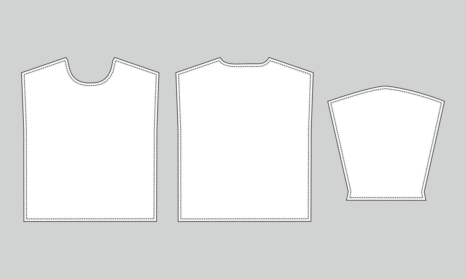 T shirt Sewing pattern front back and sleeve isolated on grey background vector