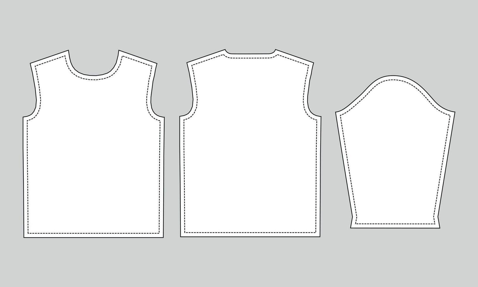 Long sleeve T shirt Sewing pattern front back and sleeve iso vector
