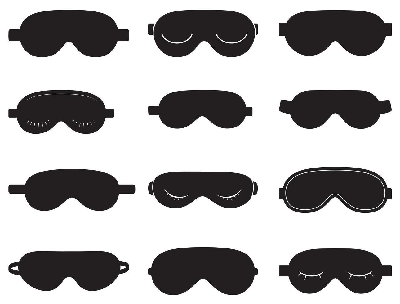 SLEEPING MASK SILHOUETTE WHITE BACKGROUND vector