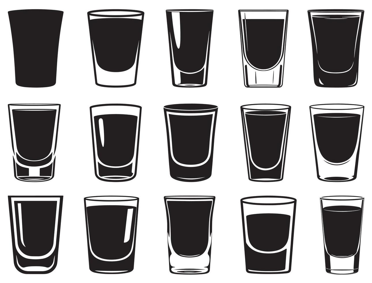SHOT GLASS SILHOUETTE WHITE BACKGROUND vector