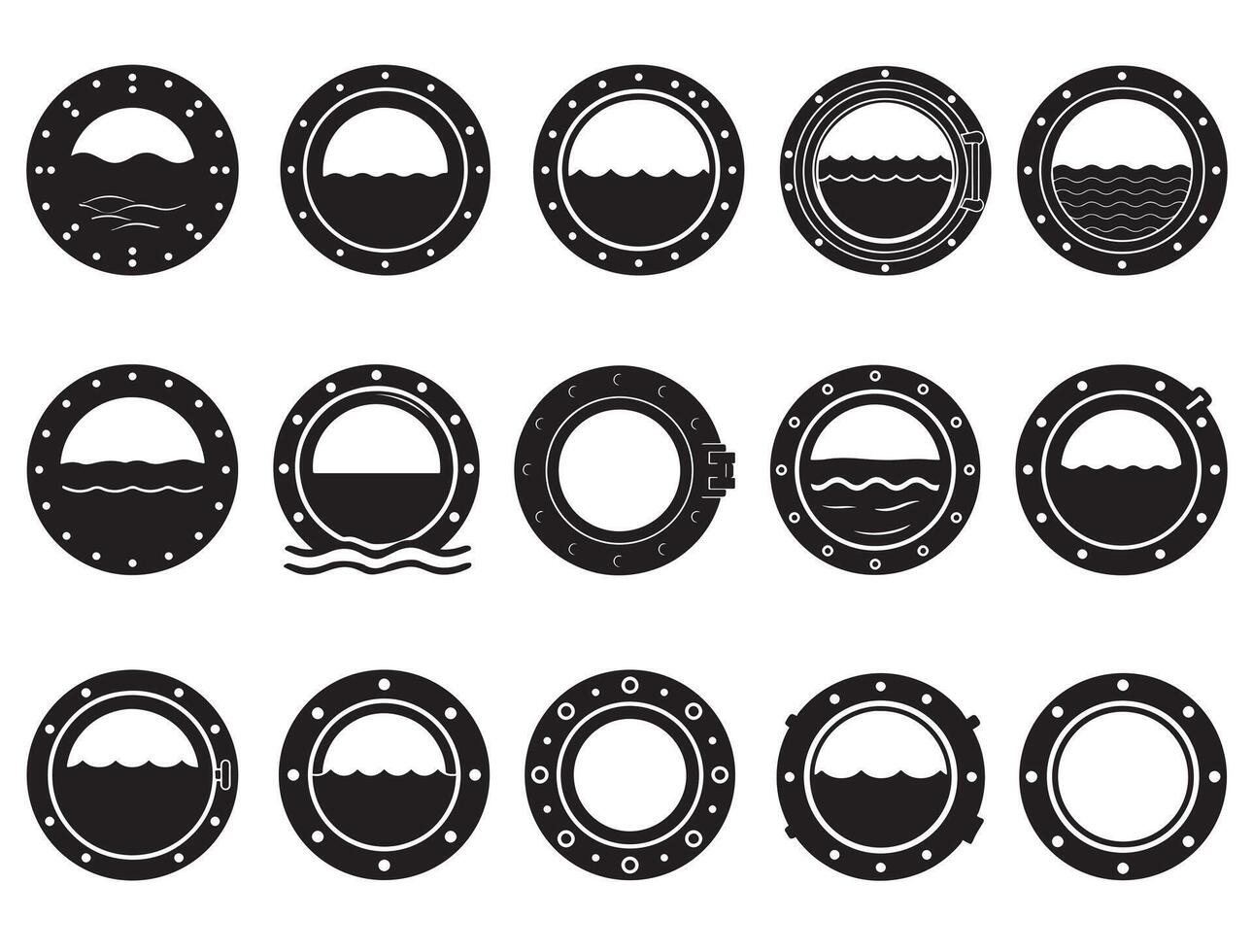 PORTHOLE SILHOUETTE WHITE BACKGROUND vector
