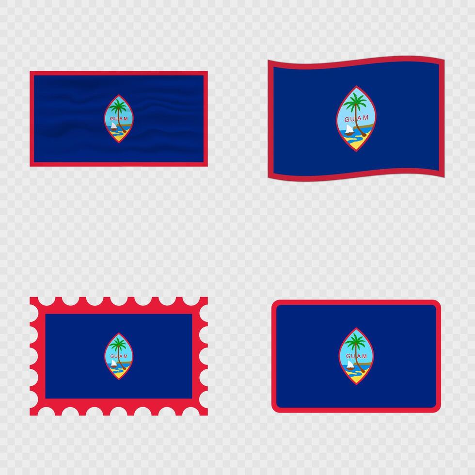 Guam national flag in four different styles. vector
