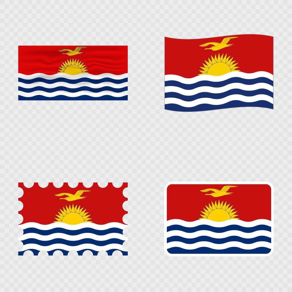 Kiribati national flag in four different styles. vector