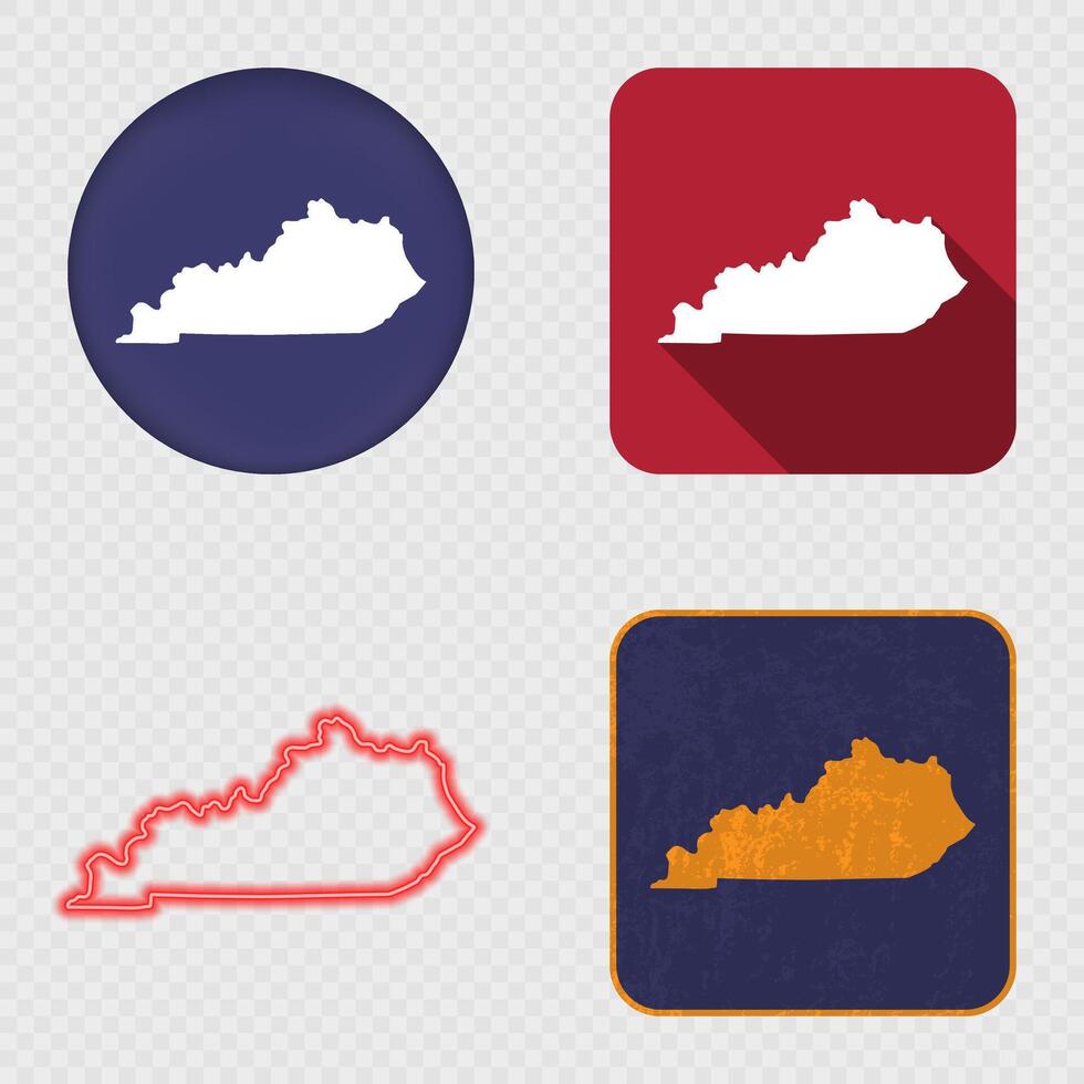 Kentucky State Map Icons Collection vector