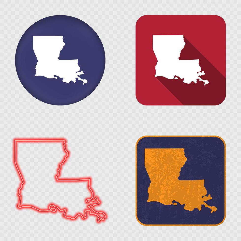 Louisiana State Map Icons Collection vector