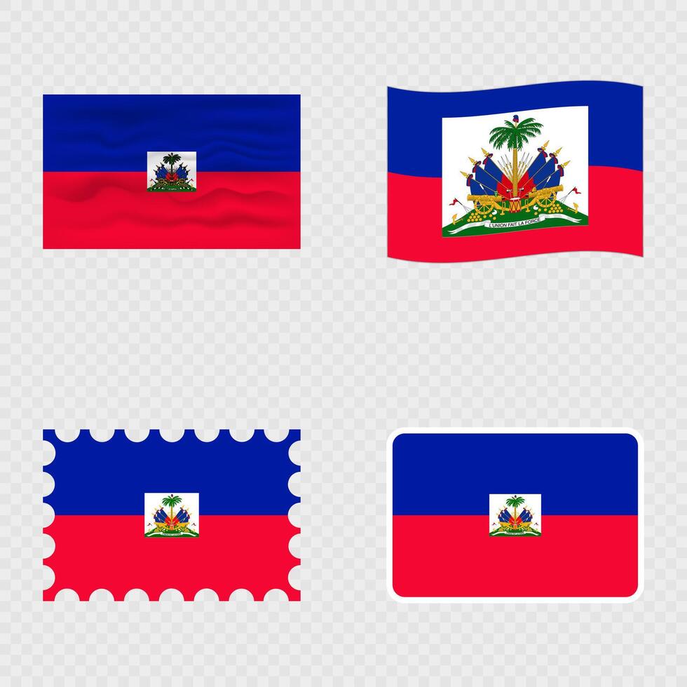 Haiti national flag in four different styles. vector