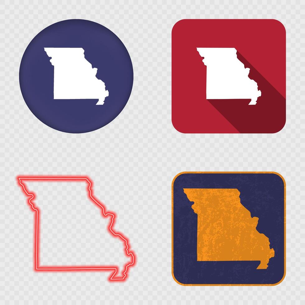 Missouri State Map Icons Collection vector