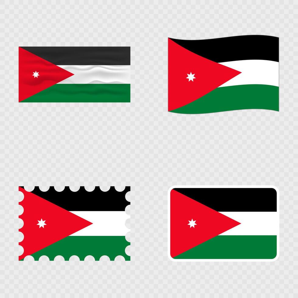 Jordan national flag in four different styles. vector