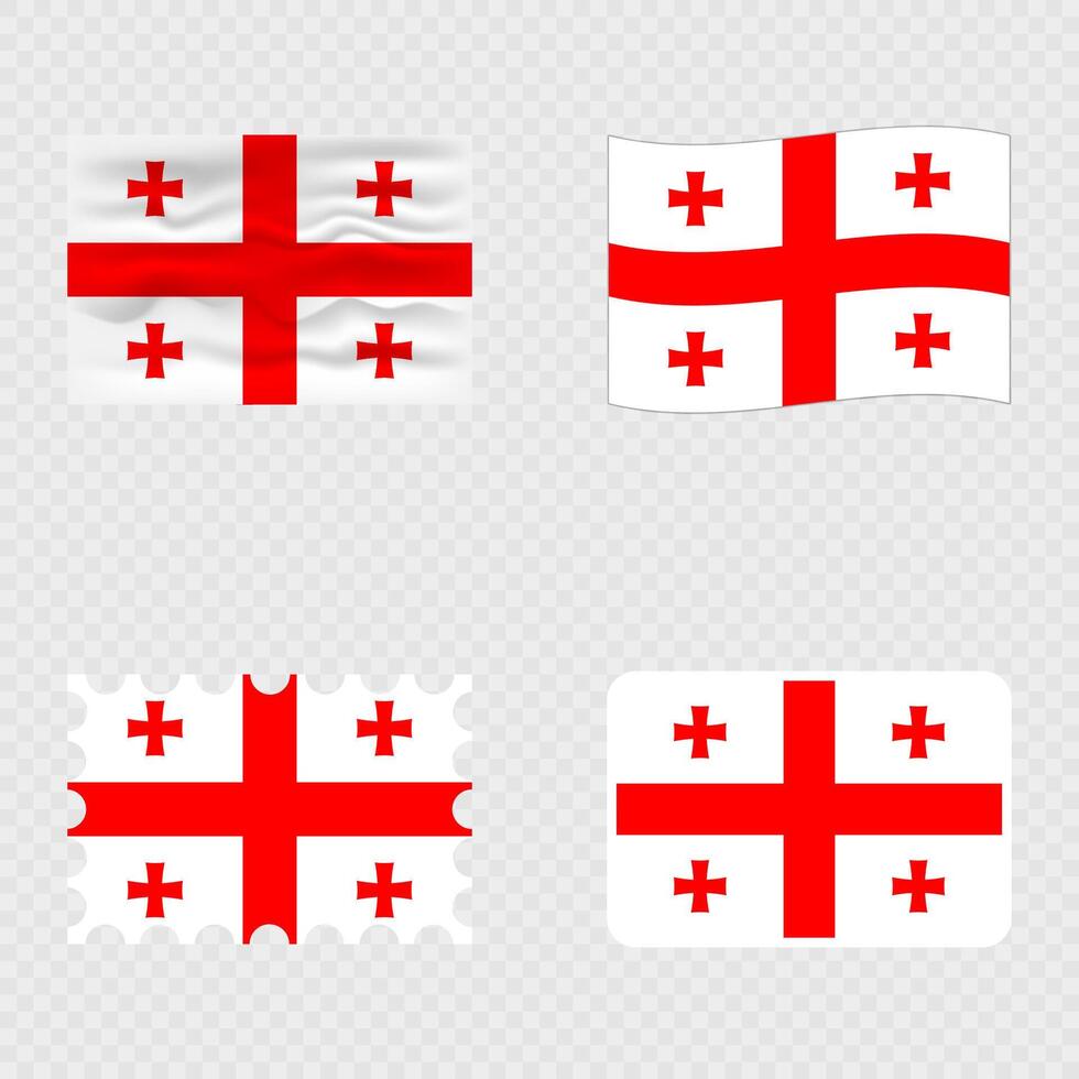 Georgia national flag in four different styles. vector