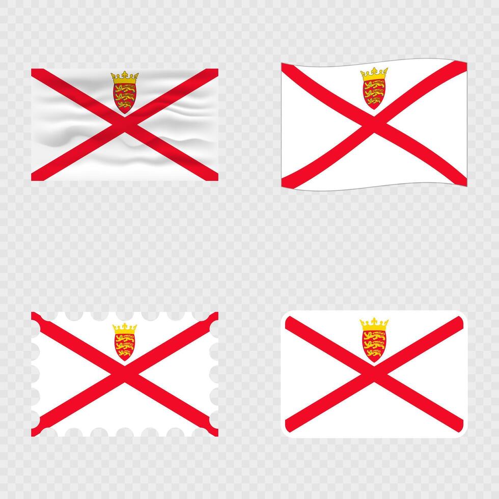 Jersey national flag in four different styles. vector