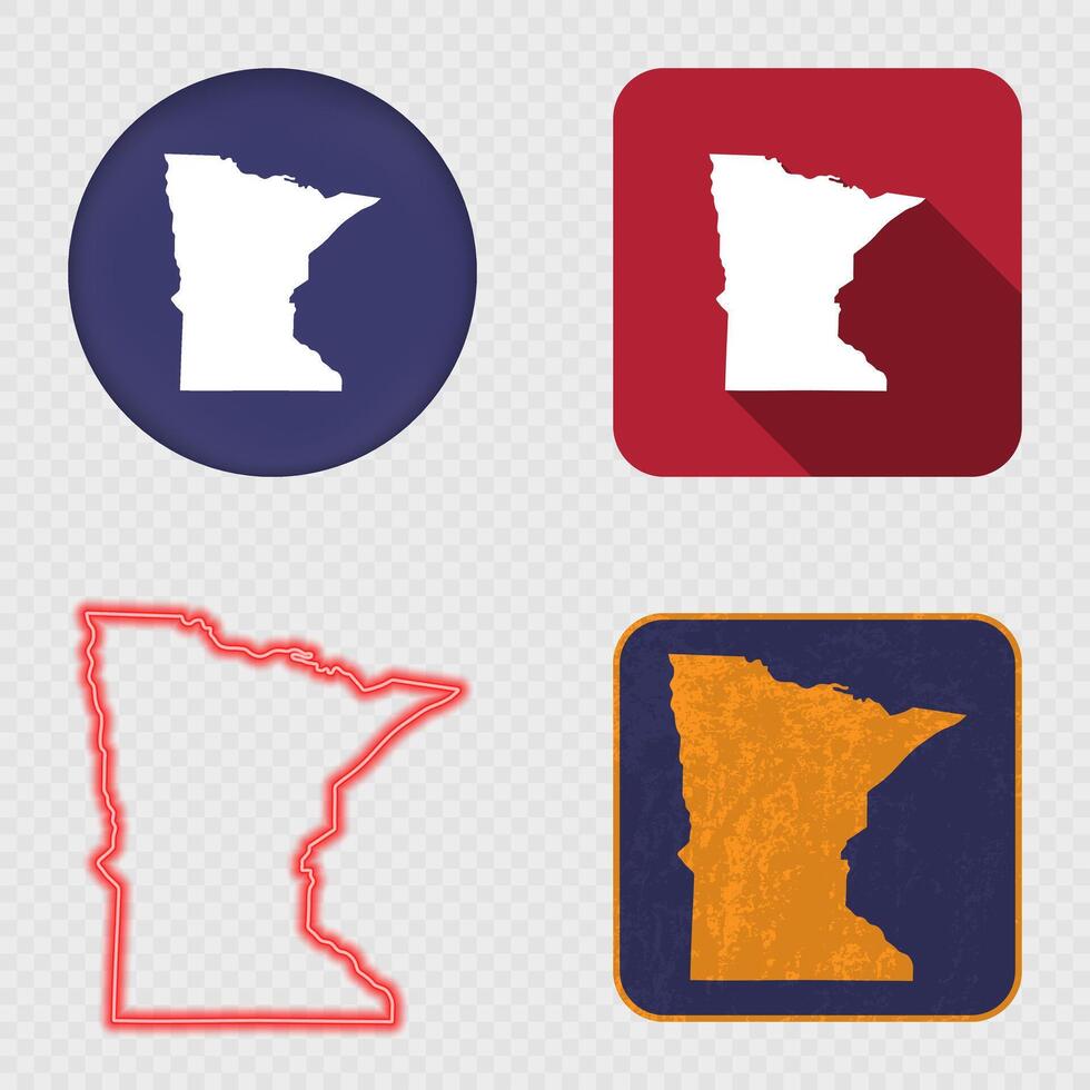 Minnesota State Map Icons Collection vector