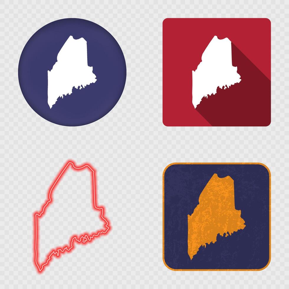 Maine State Map Icons Collection vector