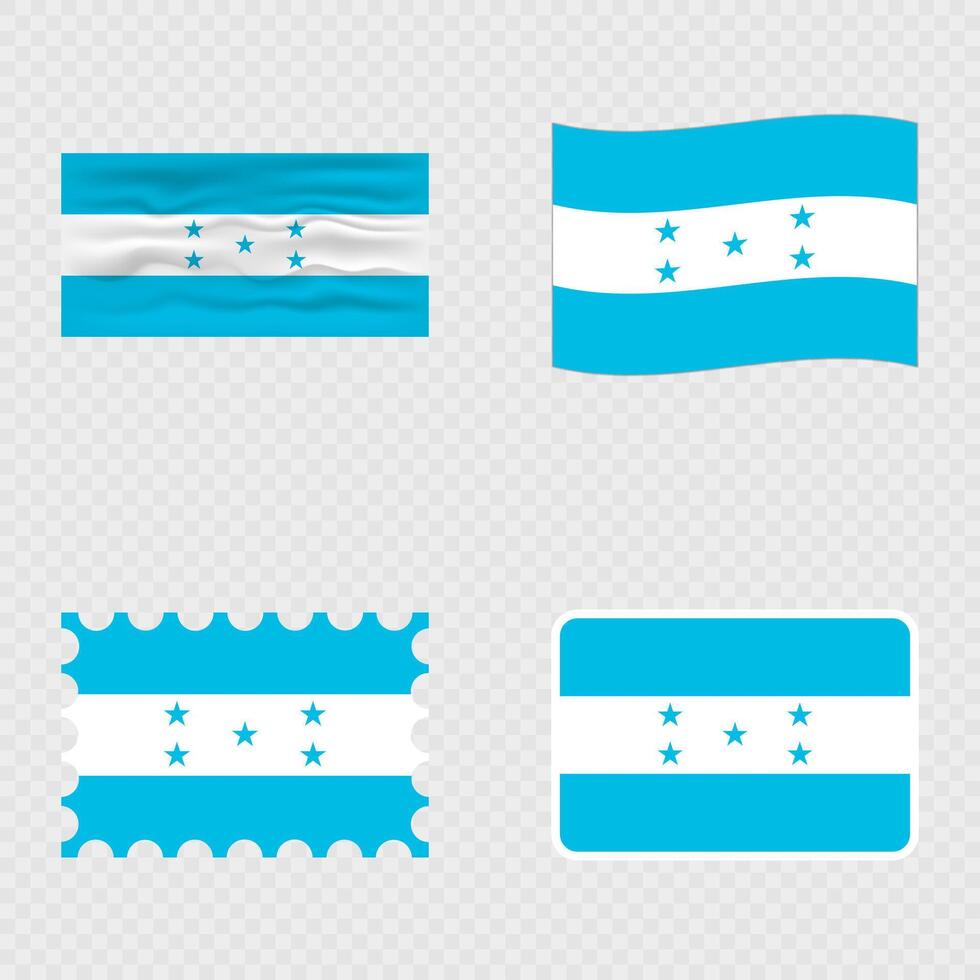 Honduras national flag in four different styles. vector