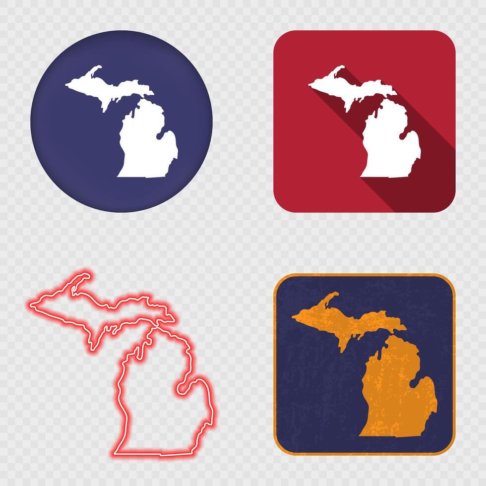 Michigan State Map Icons Collection vector