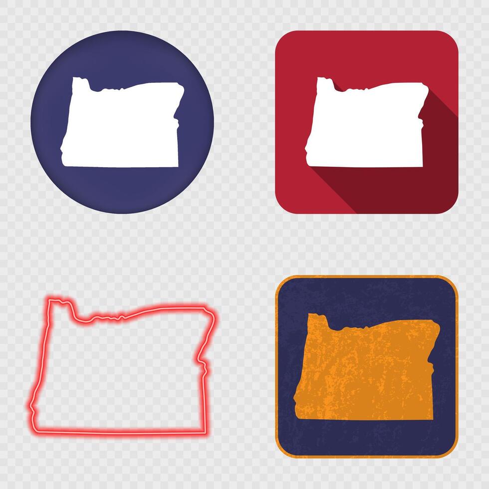 Oregon State Map Icons Collection vector