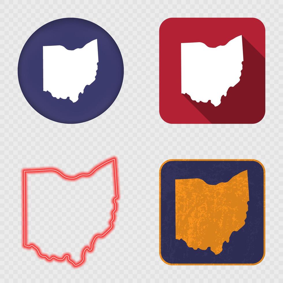 Ohio State Map Icons Collection vector