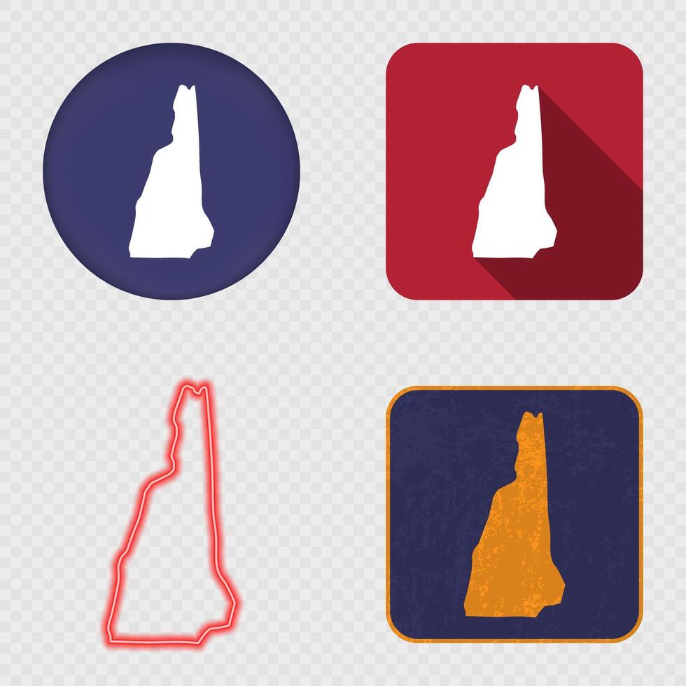 New Hampshire State Map Icons Collection vector