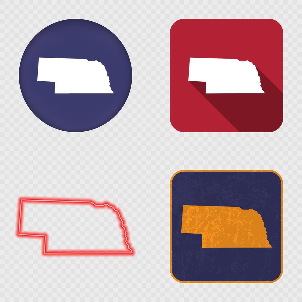 Nebraska State Map Icons Collection vector