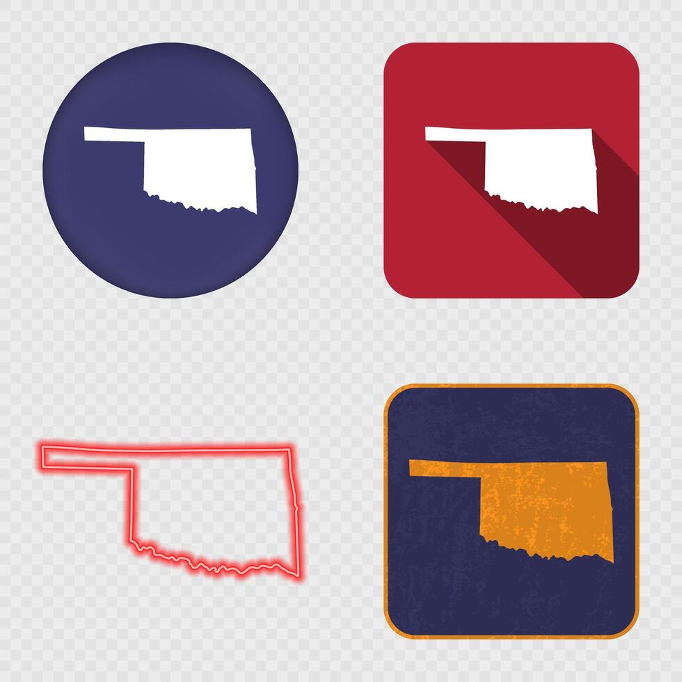Oklahoma State Map Icons Collection vector