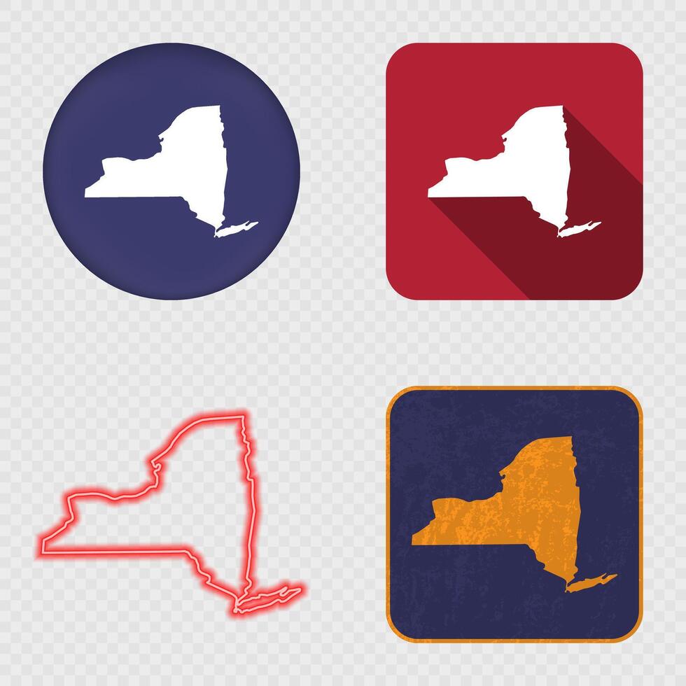 New York State Map Icons Collection vector