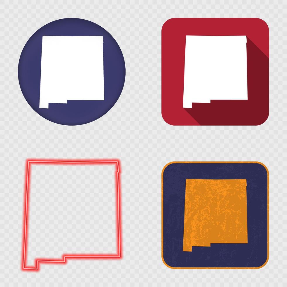 New Mexico State Map Icons Collection vector