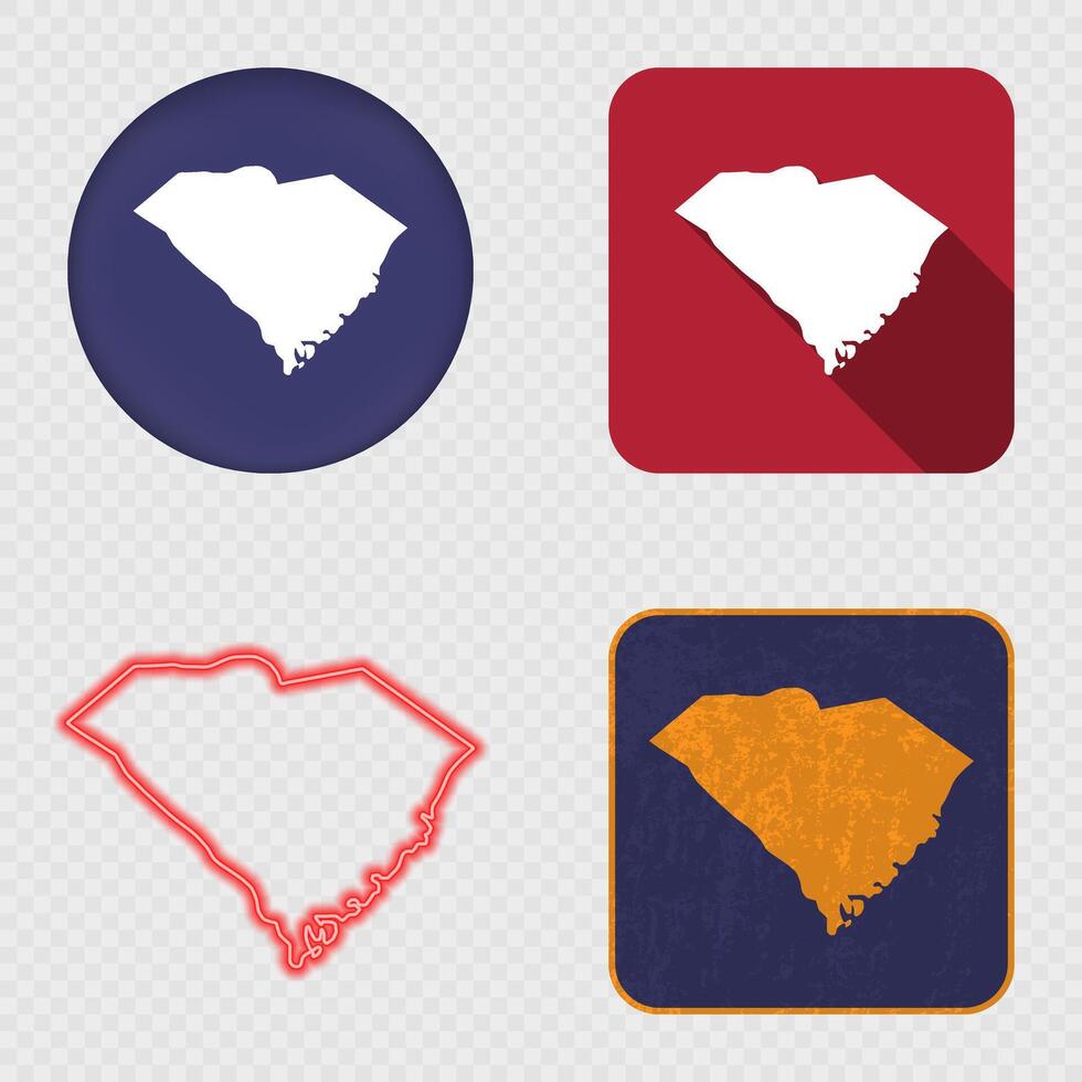 South Carolina State Map Icons Collection vector