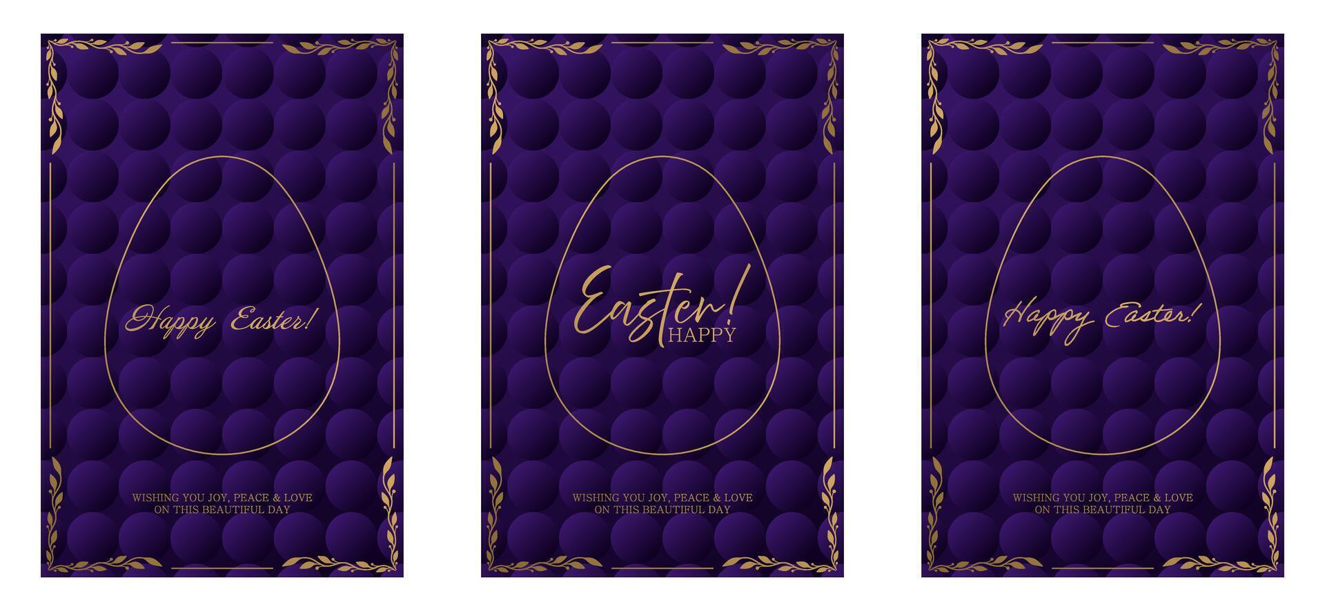 Easter egg banner set with gold foil background vector