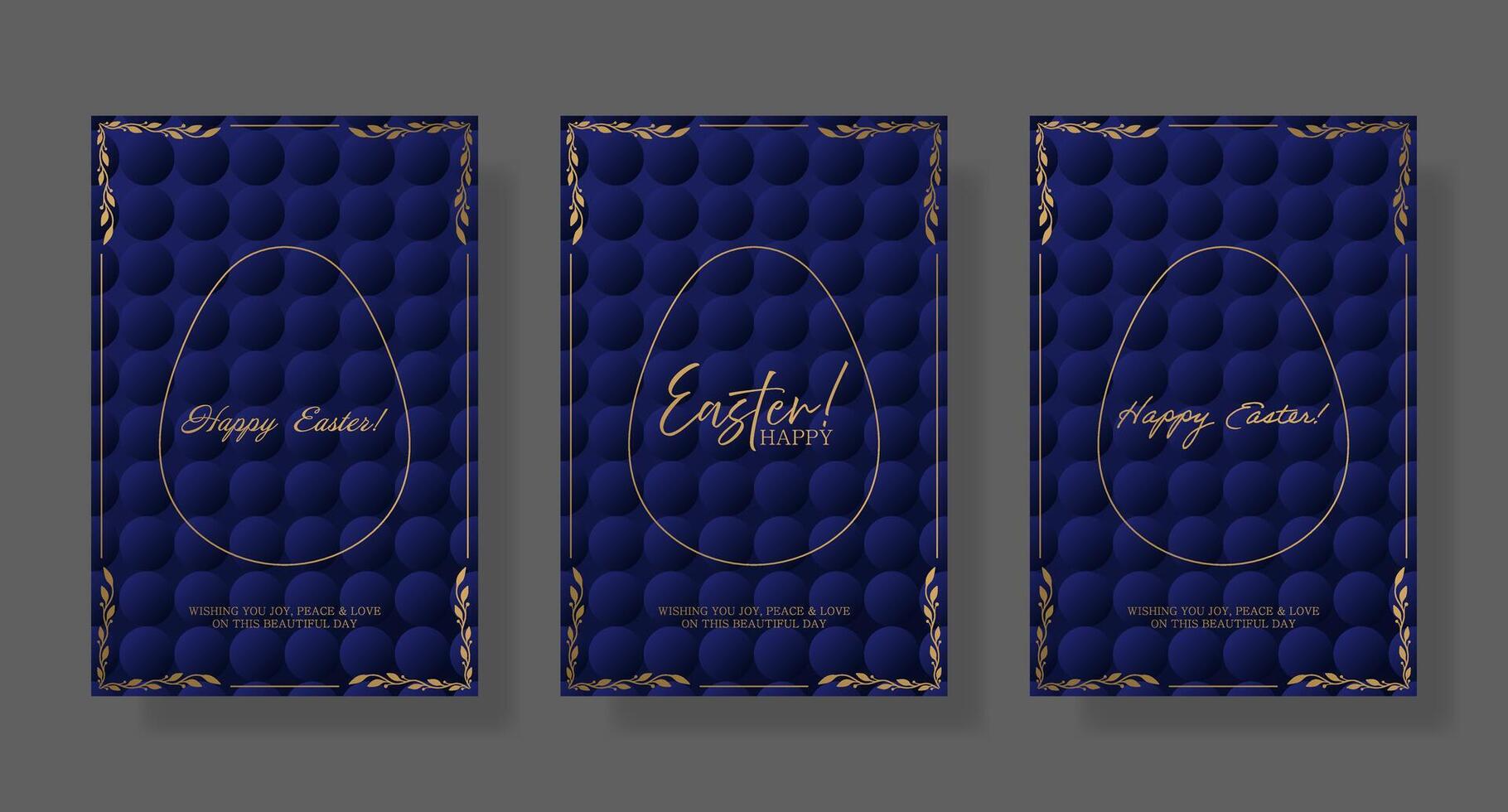 Easter egg banner set with gold foil and blue background vector