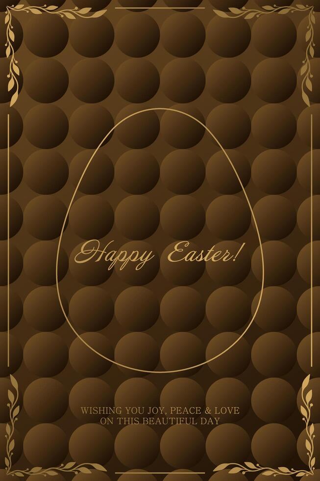 Easter egg on a brown background with gold frame vector