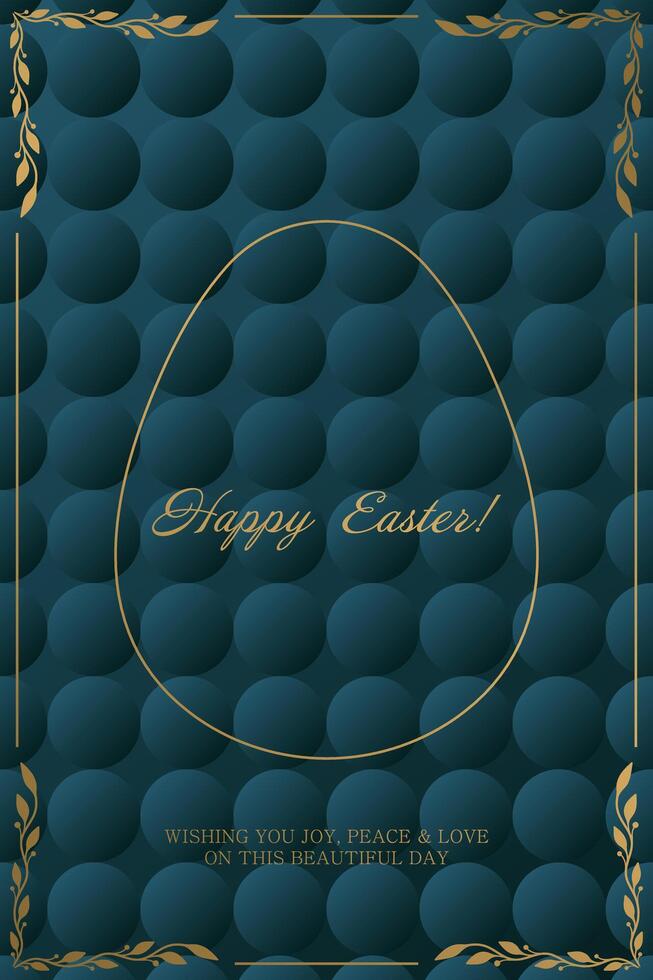 Easter card with golden egg on blue background vector