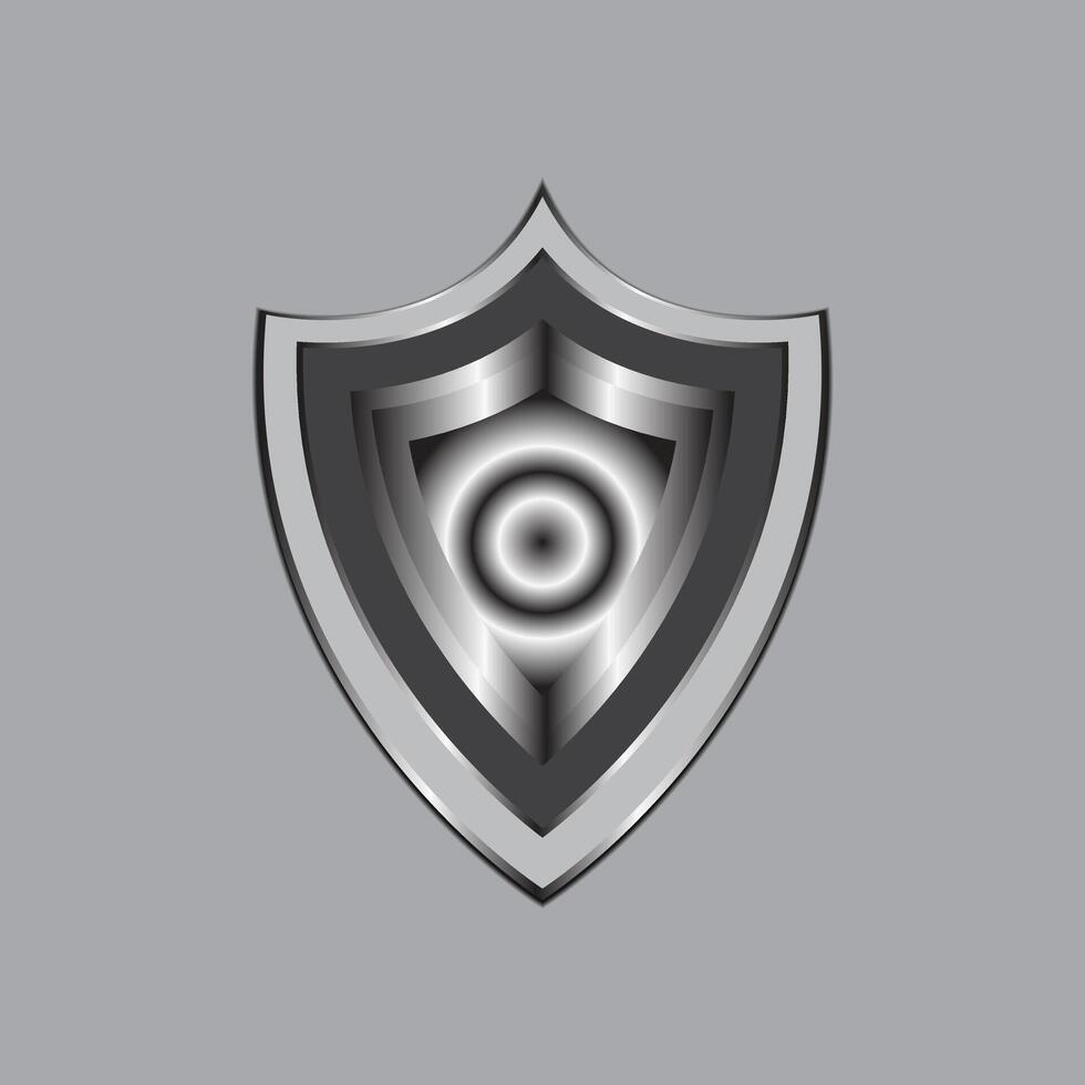 Sleek Minimalist Shield Logo , Modern Metallic Design vector