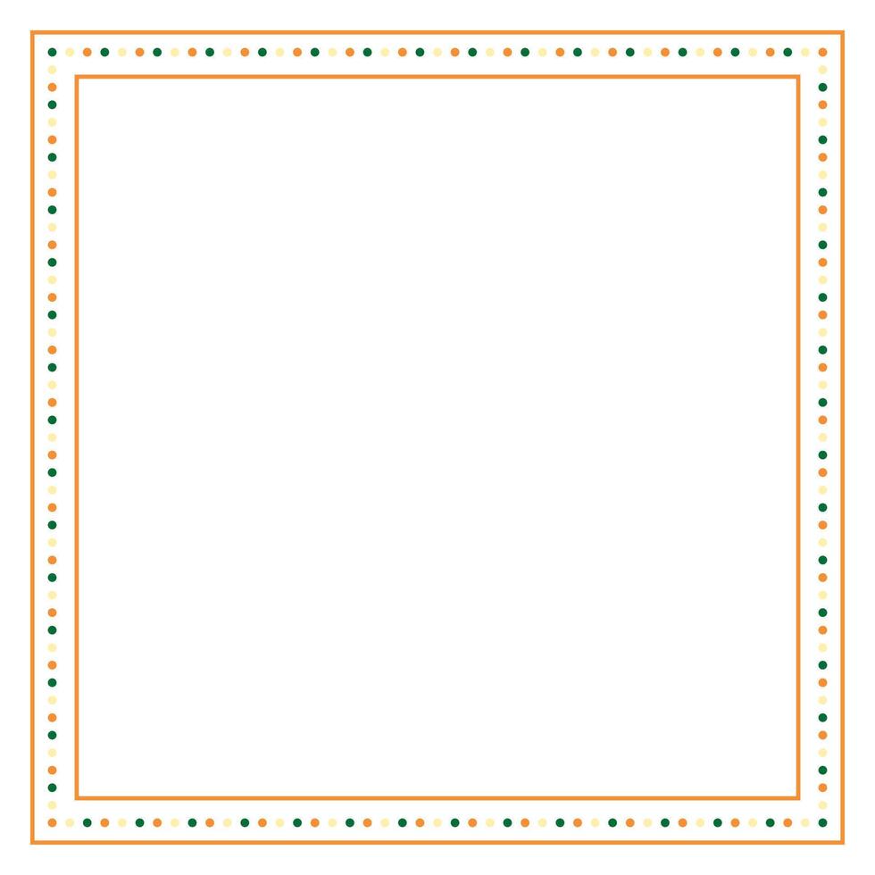 Irish Themed Square Frame with Green Orange and Yellow Dotted Border vector