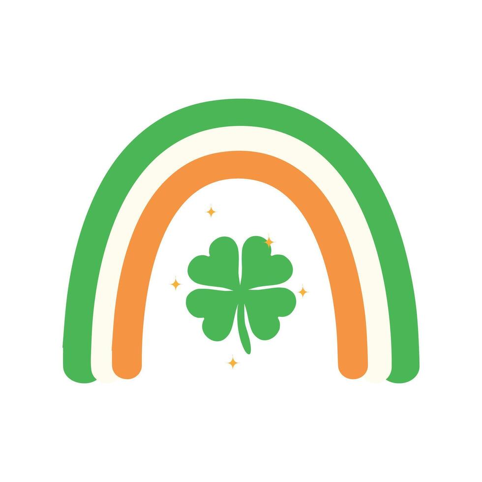 Lucky Green Shamrock with Irish Rainbow for Saint Patricks Day vector