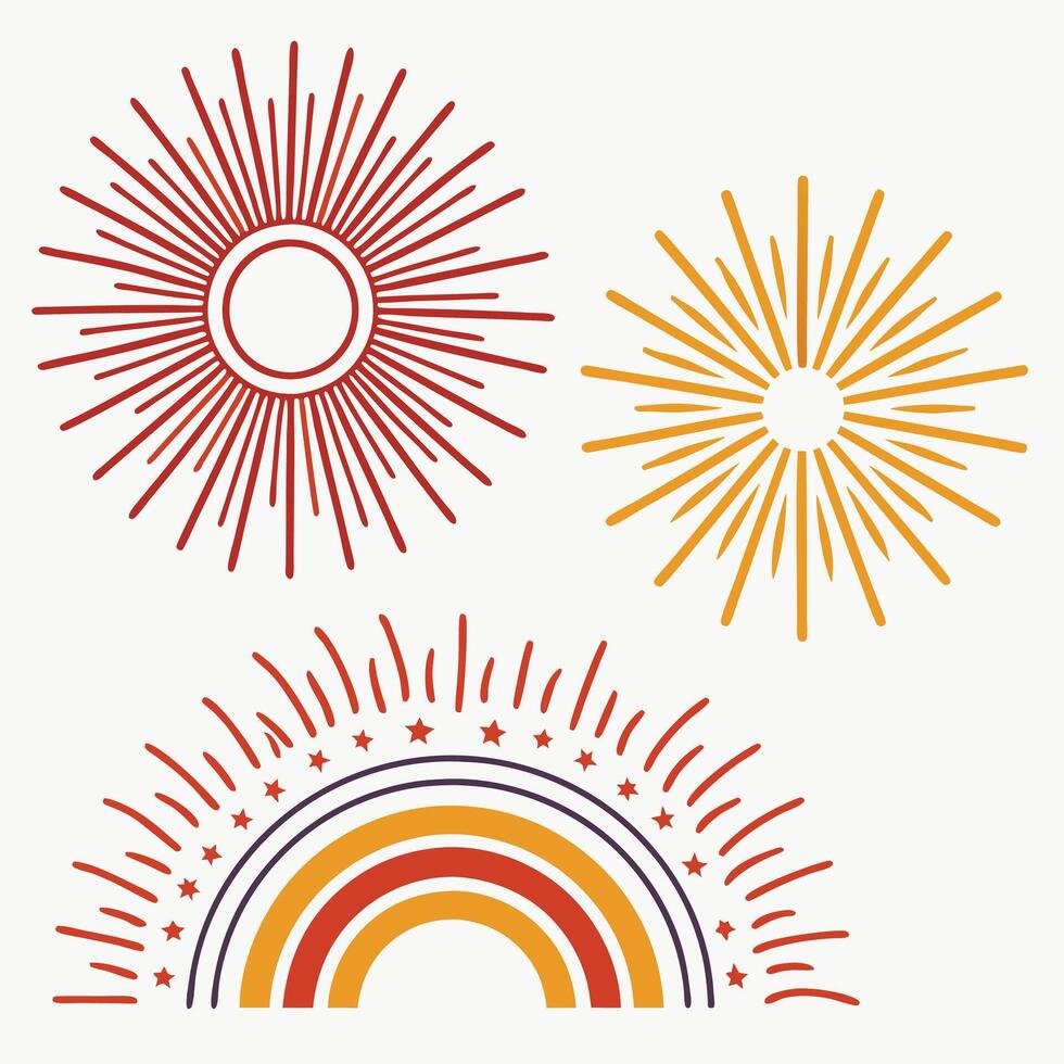 Retro Radiant Sunbeams Classic Sunburst and Firework Pack vector