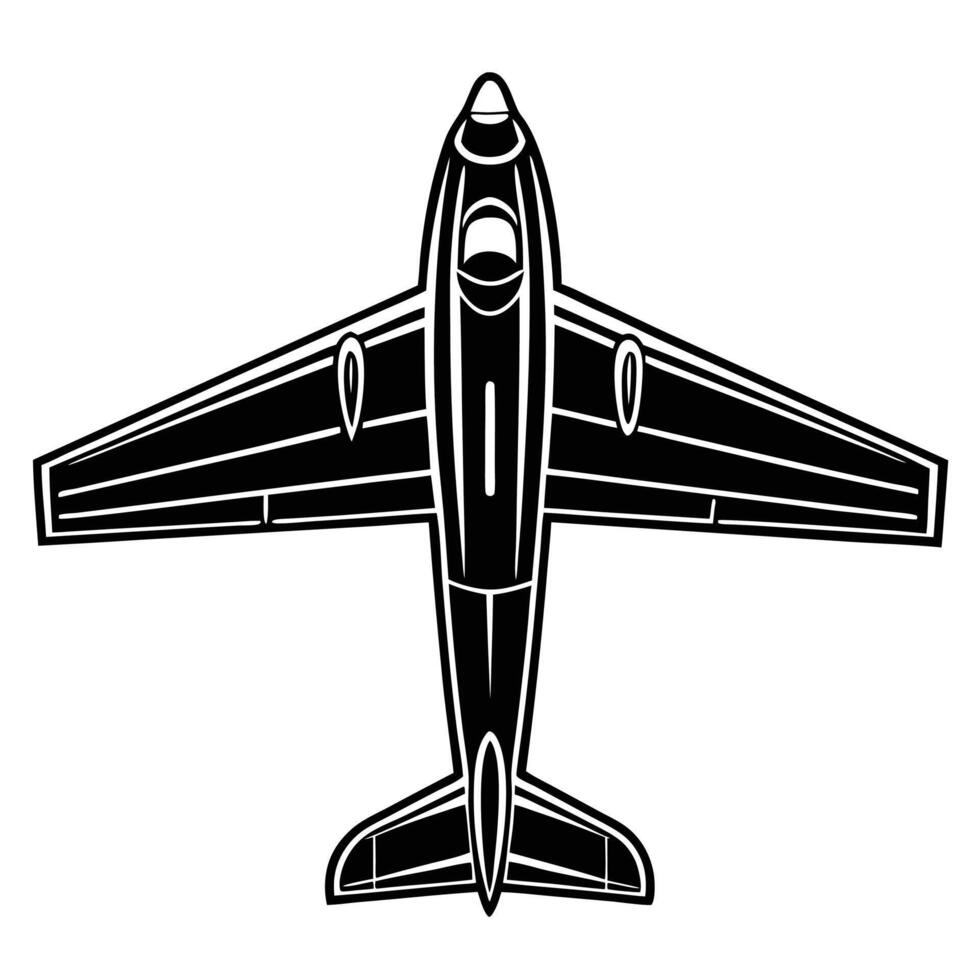 Sleek Fighter Plane Silhouette Aviation Icon vector